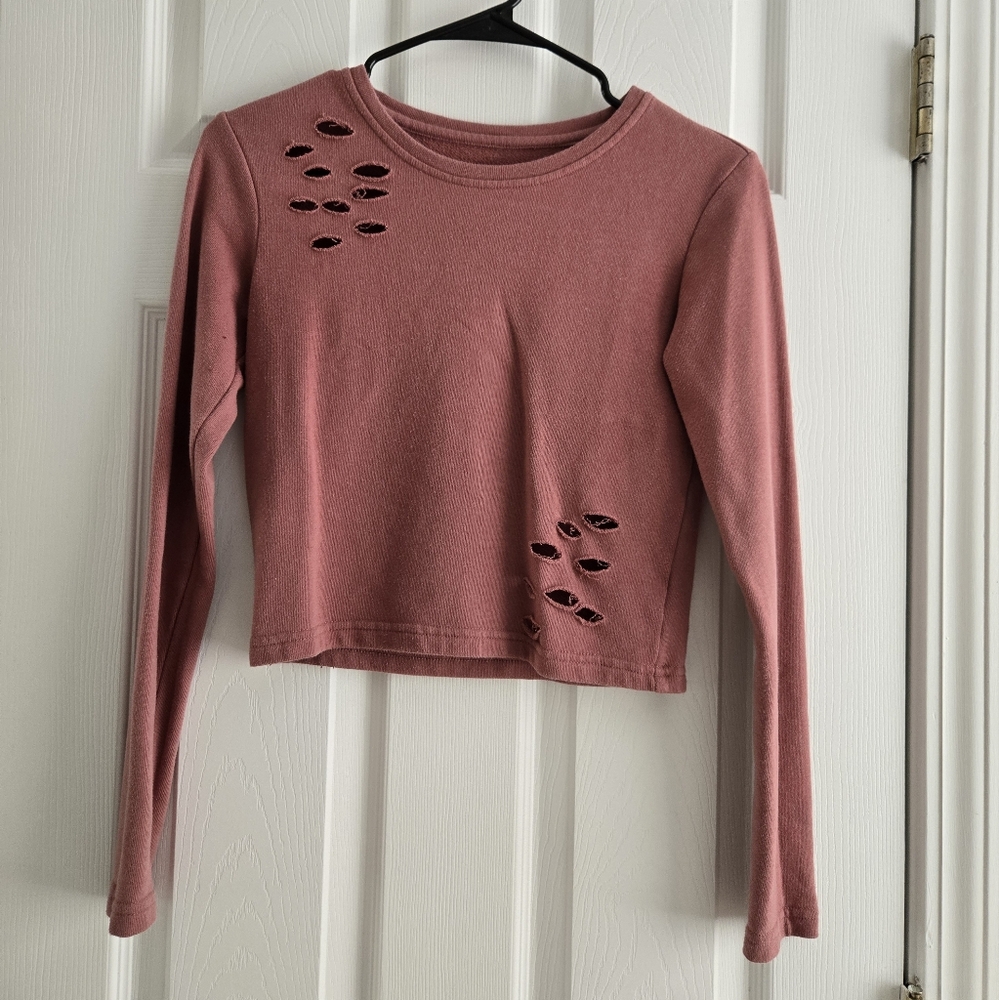 Alphalete Distressed Crop - Withered Rose - XS